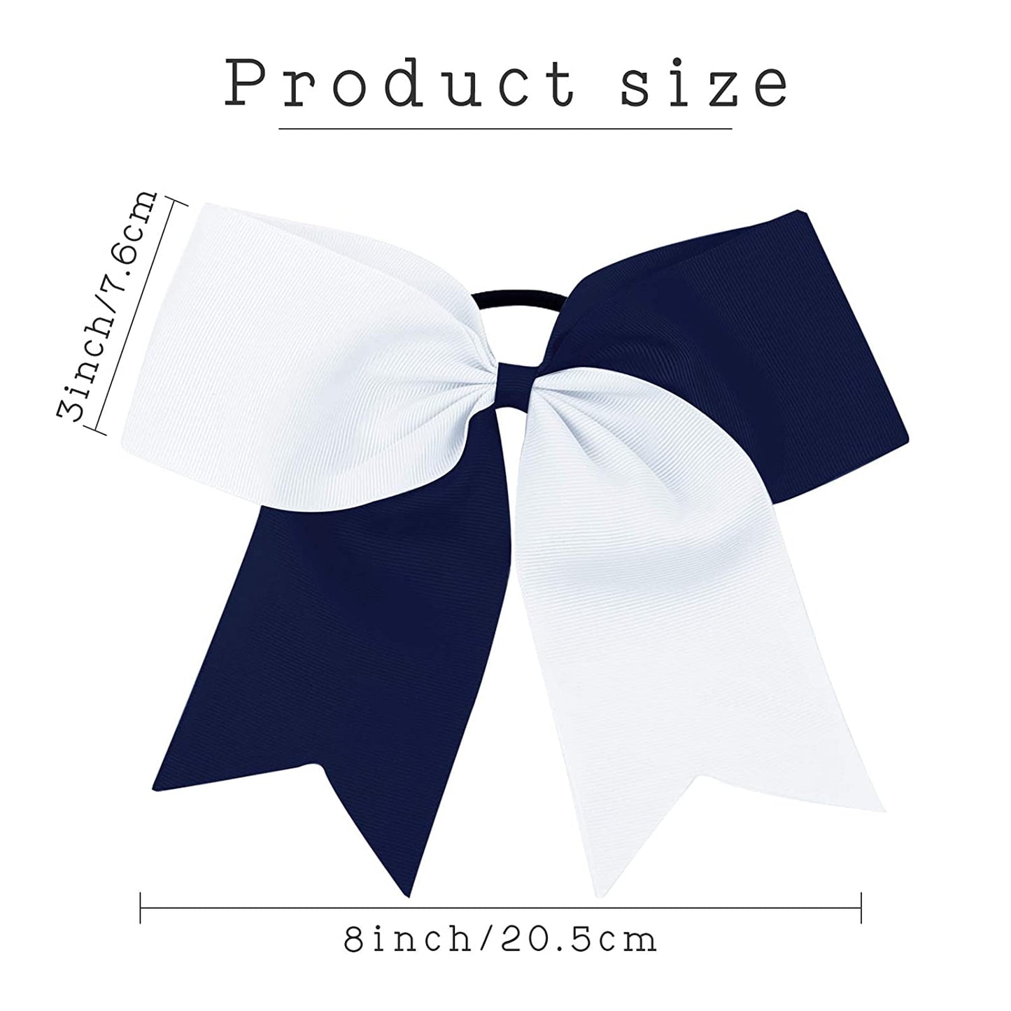 Metairie Academy White and Navy Hair Bow with Logo