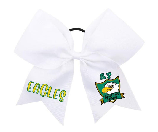 Airline Park Academy White Hair Bow with Logo