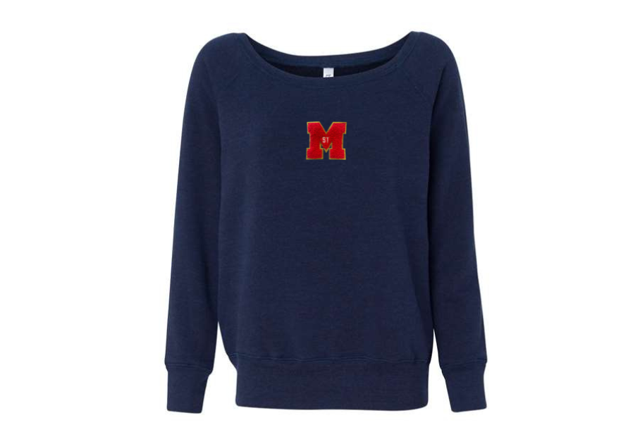 Ladies Wide Neck Sweatshirt with Chenille Logo