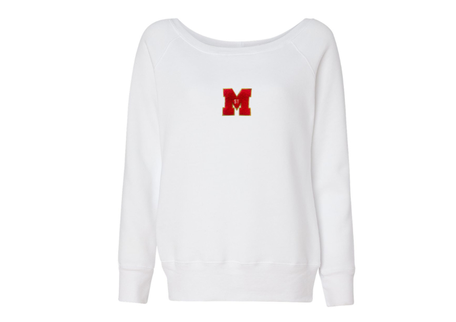 Ladies Wide Neck Sweatshirt with Chenille Logo